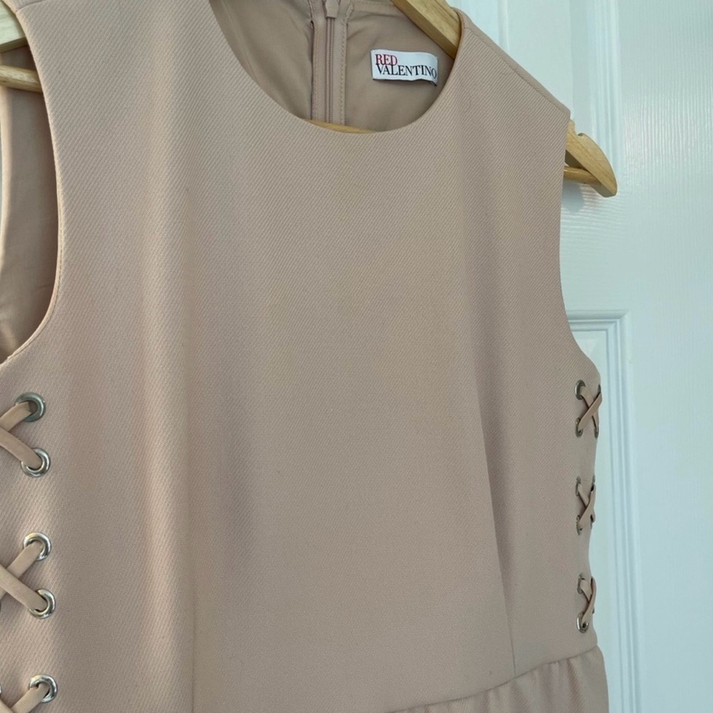 RED Valentino Beige Midi Dress with Lace-Up Sides - Picture 4 of 5